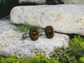 Wood Cufflinks with Tiger's Eye Stone #49