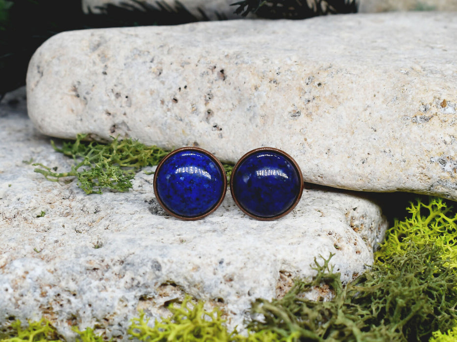 Copper Steel Cufflinks with Lapis Lazuli Stone #56