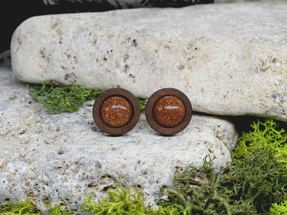 Wood Cufflinks with Sandstone #48
