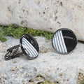 Black Steel Cufflinks with Abstract Glass #75