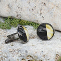 Black Steel Cufflinks with Abstract Glass #71