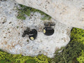 Black Steel Cufflinks with Abstract Glass #67