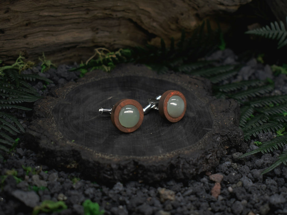 Wood Cufflinks with Aventurine Stone #50