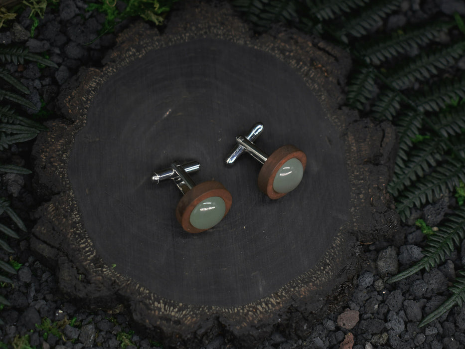 Wood Cufflinks with Aventurine Stone #50