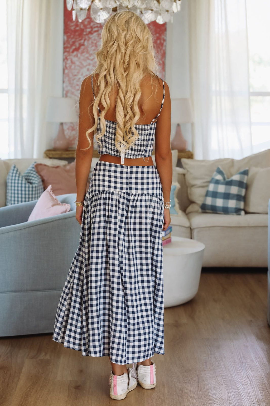 Trophy Time Maxi Skirt - Navy and White