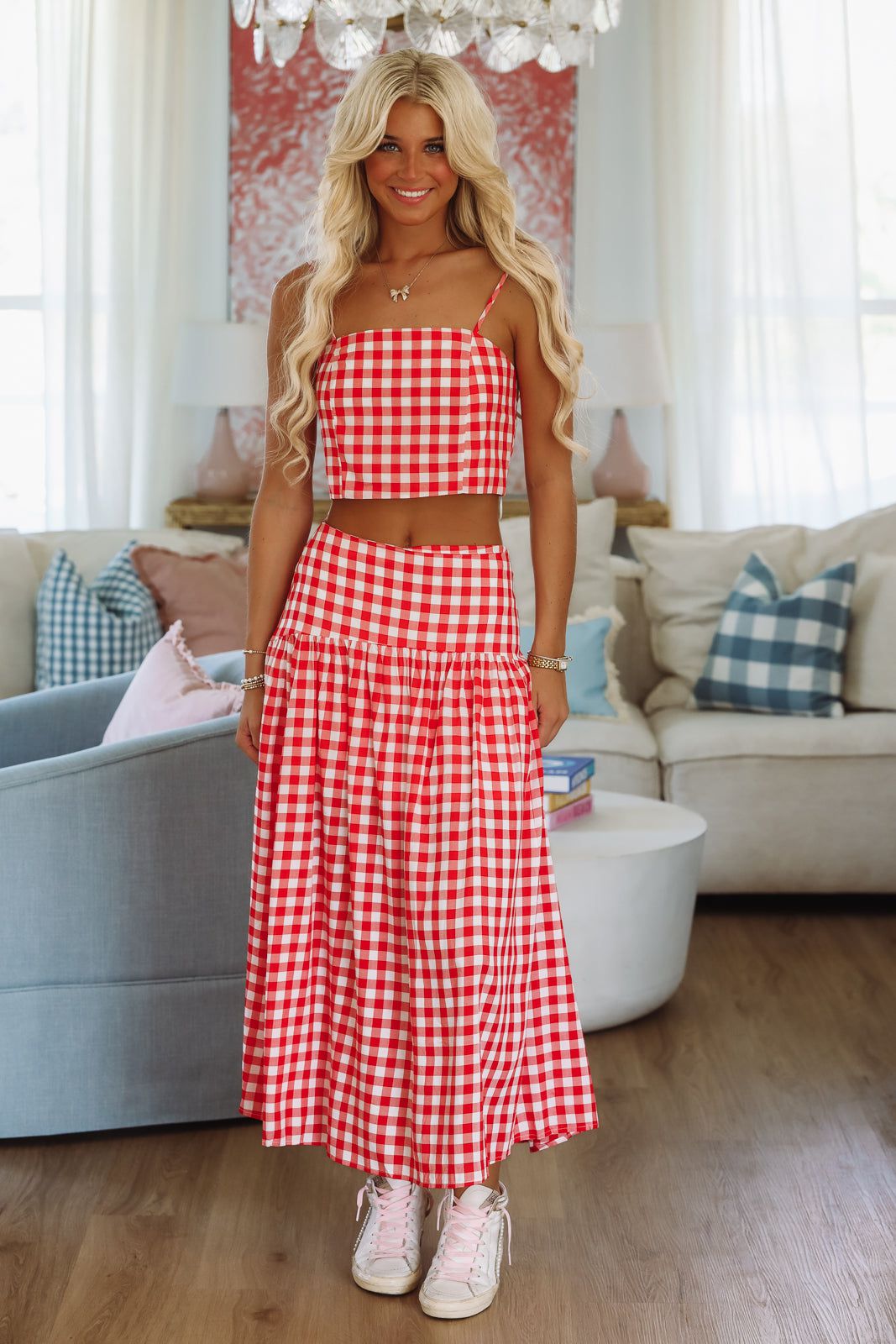 Trophy Time Maxi Skirt - Red and White