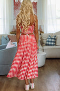 Trophy Time Crop Top - Red and White