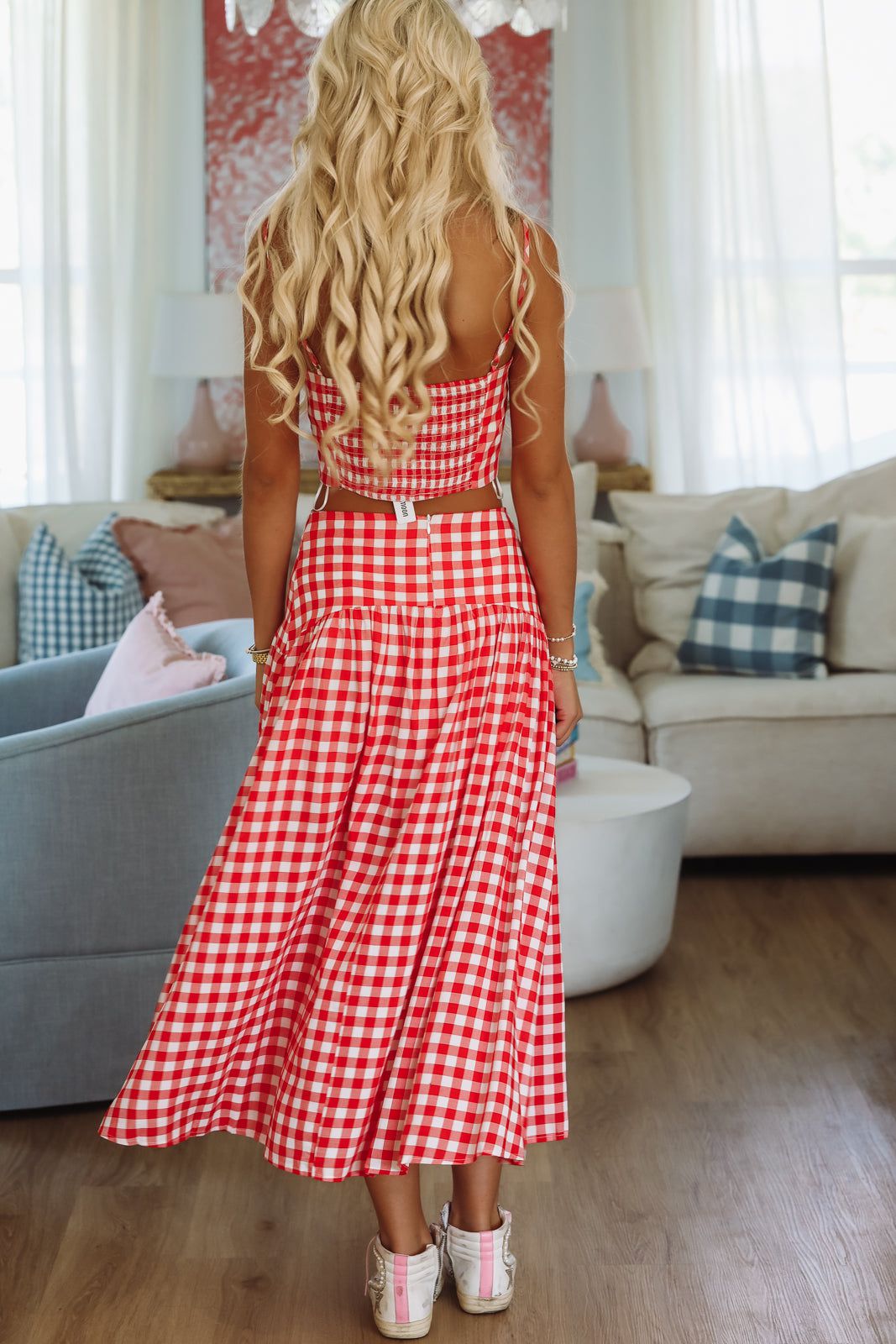 Trophy Time Crop Top - Red and White