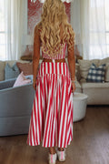 Stadium Stripes Maxi Skirt - Red and White