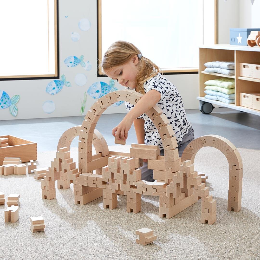 Interlocking Wooden Blocks Construction Set