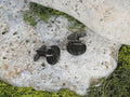 Black Steel Cufflinks with Abstract Glass #78