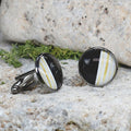 Black Steel Cufflinks with Abstract Glass #79
