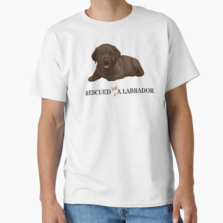 Brown Labrador Puppy Owner Gift: Rescued (by) a Labrador by MFOriginals Unisex T-shirt, Sweatshirt, Hoodie, Long Sleeve Tee