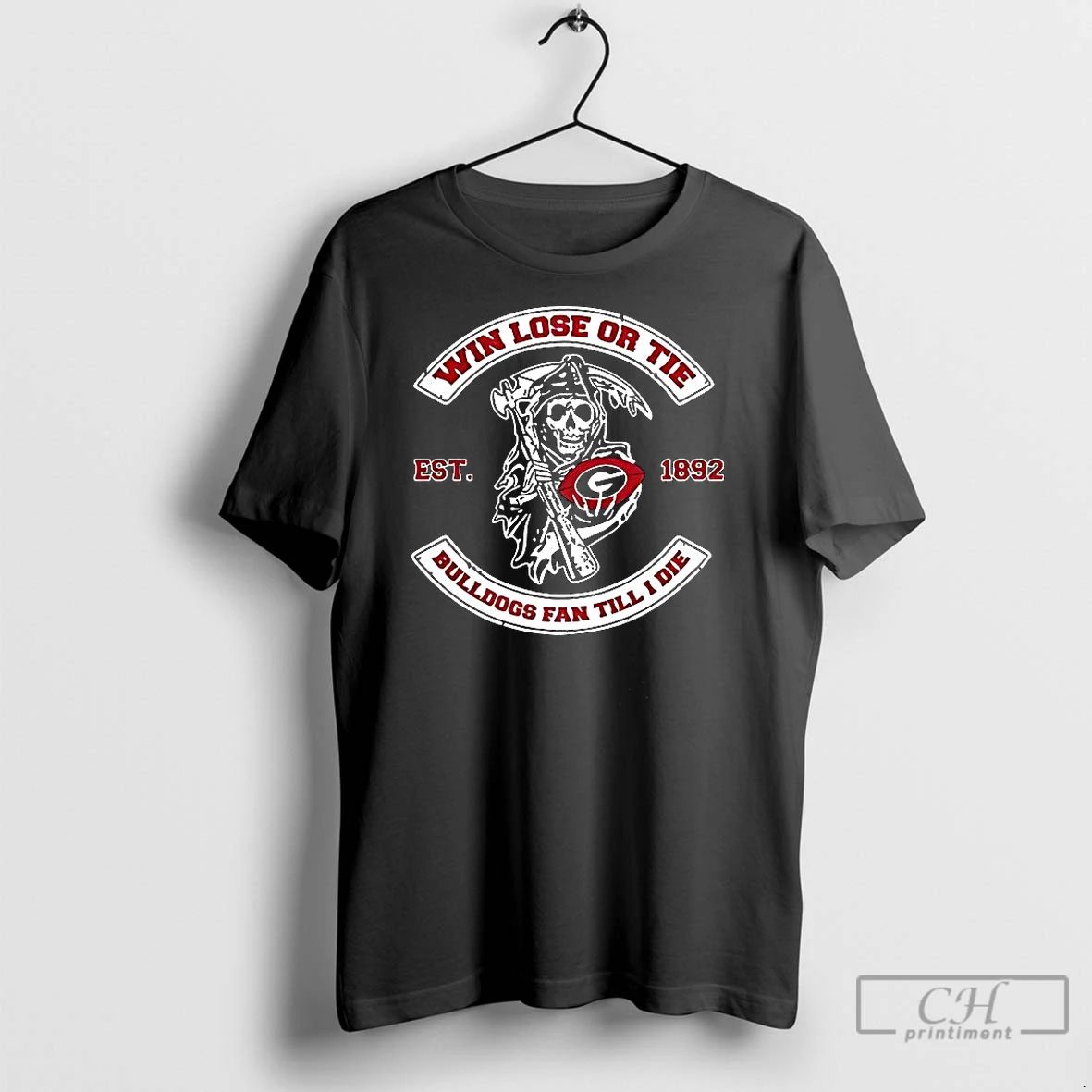Classic Grim Reaper Death Win Lose Or Tie Georgia Bulldogs Fan Till I Die Unisex T-shirt, Sweatshirt, Hoodie, Long Sleeve Tee